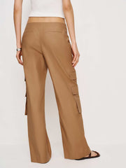 Reformation Vida Poplin Low Rise Cargo Pant - Peanut