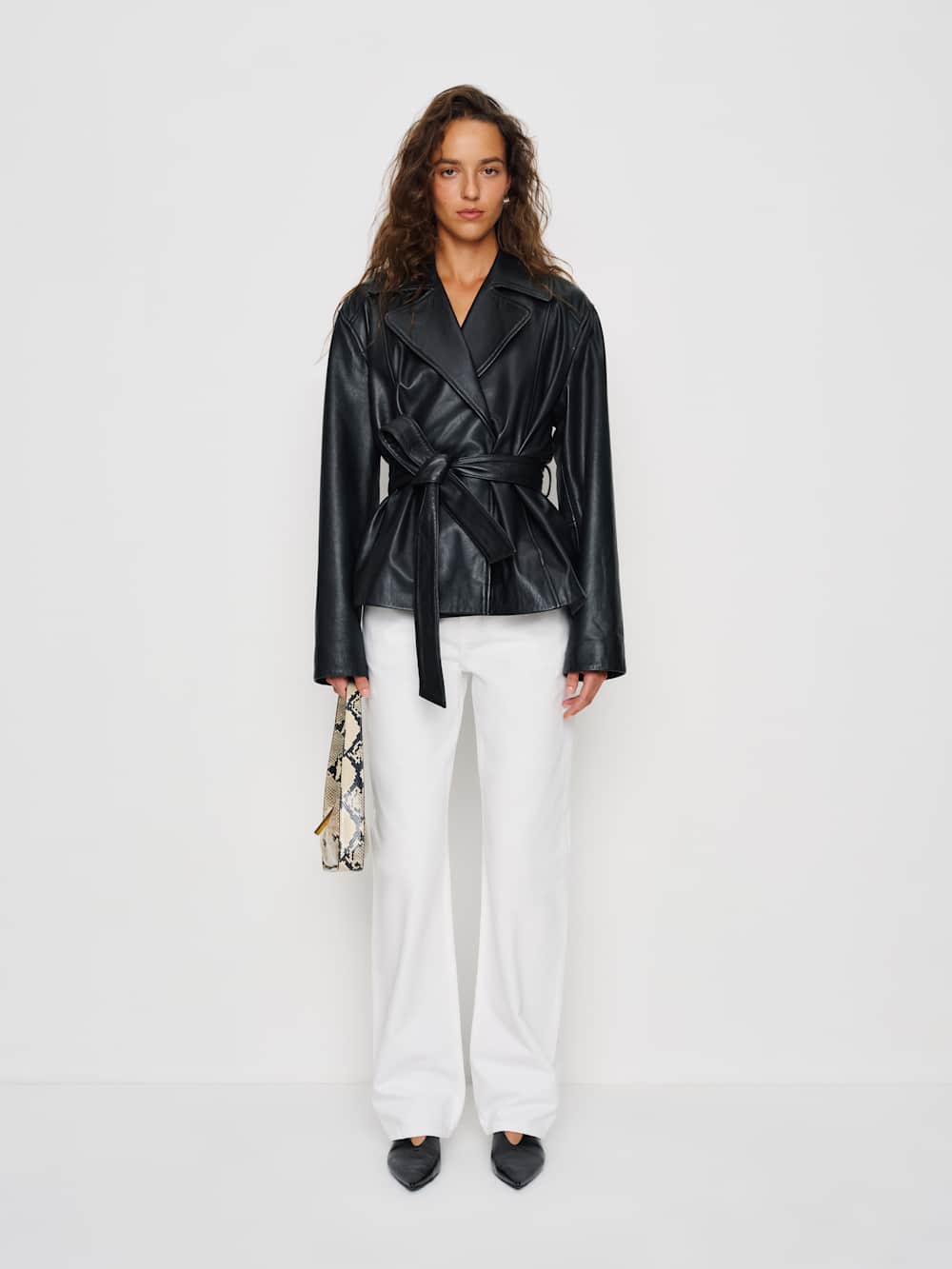 Reformation Veda Jaden Cropped Trench - Black
