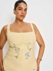 Reformation Juliet Linen Top Es - Parmesan