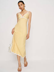 Reformation Sara Linen Dress - Parmesan