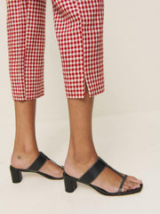 Reformation Petites Petra Linen Low Rise Pedal Pusher Pant - Tomato Check