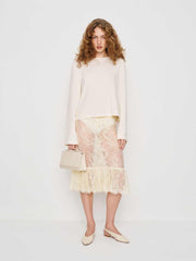 Reformation Delcy Low Waist Skirt - Cream Lace