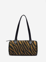 Reformation Aurora Shoulder Bag - Bronze Black Zebra Beaded