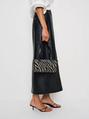 Reformation Aurora Shoulder Bag - White Black Zebra Beaded
