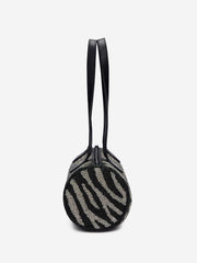 Reformation Aurora Shoulder Bag - White Black Zebra Beaded