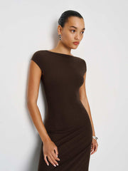 Reformation Sophia Reversible Knit Dress - Mole