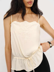 Reformation Silvia Silk Top - Fior Di Latte