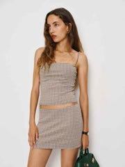 Reformation Emma Knit Two Piece - Brown Sugar Check