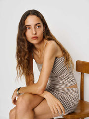 Reformation Emma Knit Two Piece - Brown Sugar Check