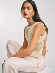 Reformation Evelina Linen Top - Sugar