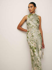 Reformation Petites Anaiis Silk Dress - Tarragon