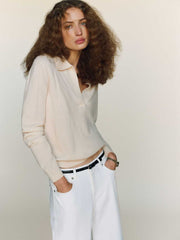 Reformation Westley Cashmere Polo - Cream