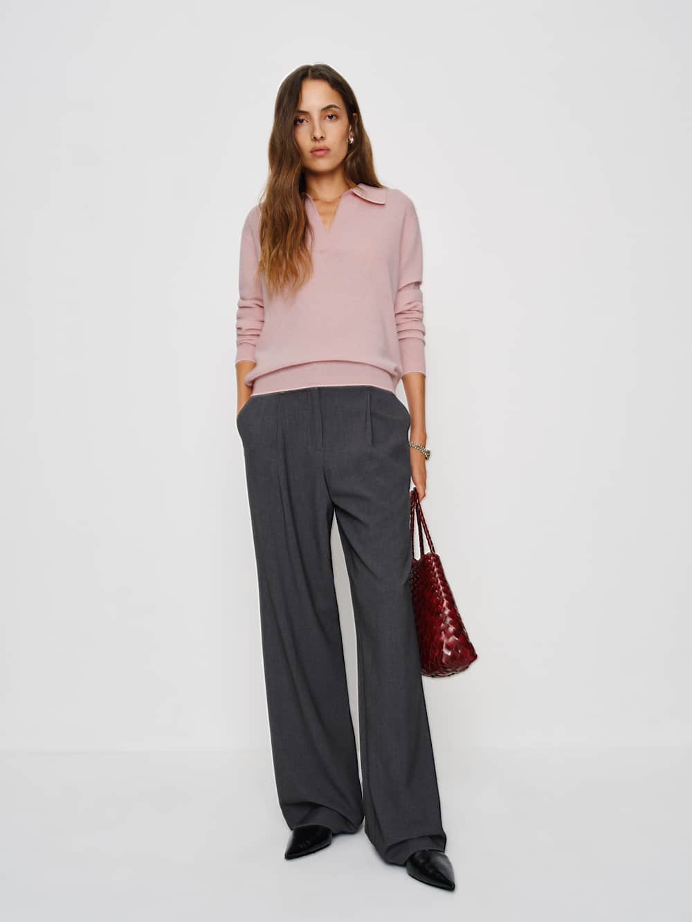 Reformation Westley Cashmere Polo - Cherry Blossom