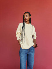 Reformation Fabian Regenerative Wool Crew - Lemon Icing