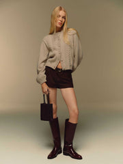 Reformation Cobel Regenerative Wool Cardigan - Linen Cable
