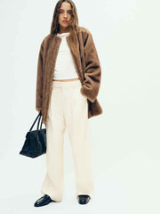 Reformation Devin Faux Fur Coat - Taupe