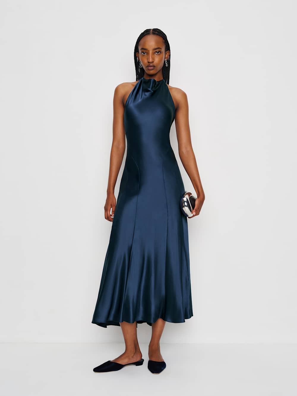 Reformation Kaylah Silk Dress - Navy