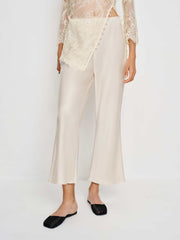 Reformation Gale Satin Mid Rise Capri Pant - Almond