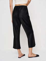 Reformation Gale Satin Mid Rise Capri Pant - Black