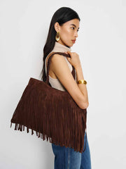Reformation Luna Tote Bag - Espresso Suede
