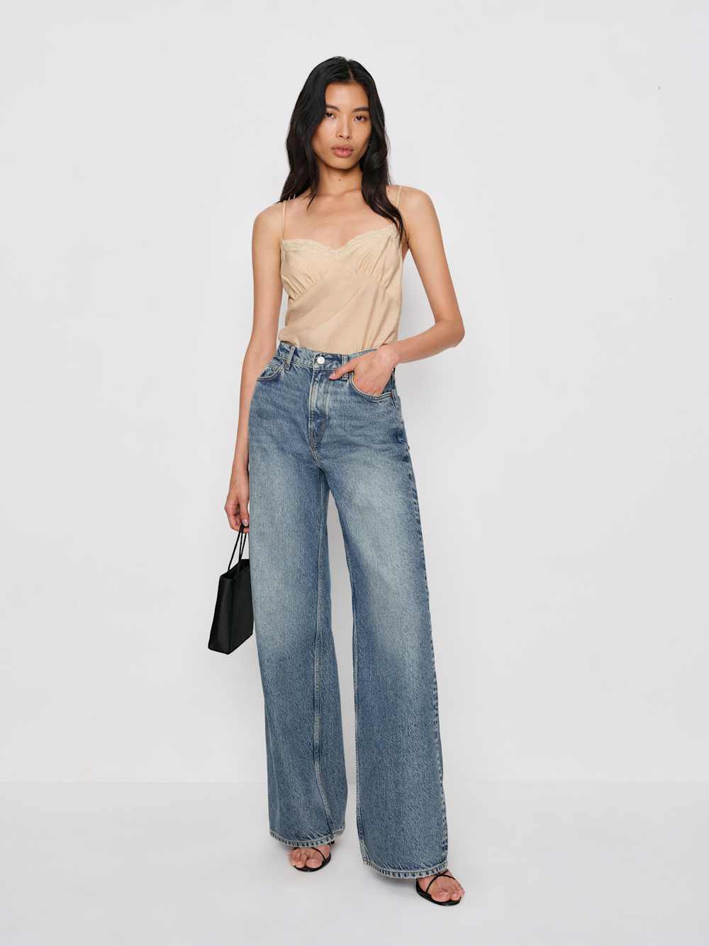 Reformation Cary High Rise Slouchy Wide Leg Short Jeans - Colorado