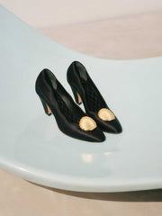 Reformation Henrietta Pump - Black Satin