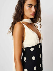 Reformation Caprina Dress - Ivory And Moon Dot