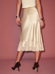 Reformation Petites Carolina Silk Skirt - Almond