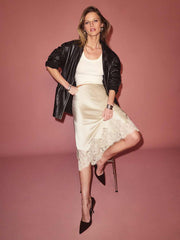 Reformation Petites Carolina Silk Skirt - Almond