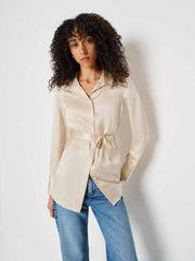 Reformation Camilla Silk Top - Almond