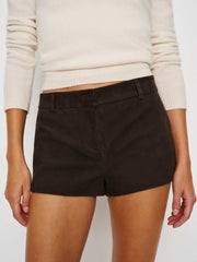 Reformation Veda Taylor Low Rise Leather Micro Short - Mole Suede