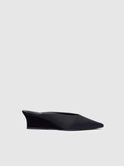 Reformation Marilyn Wedge Mule - Black Satin