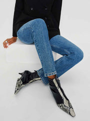 Reformation Robbie Ankle Boot - Black Snake Stretch