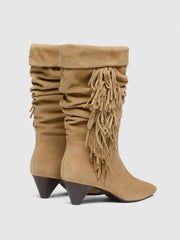 Reformation Davina Slouch Boot - Hazel Suede Fringe