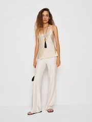 Reformation Lila Silk Top - Almond