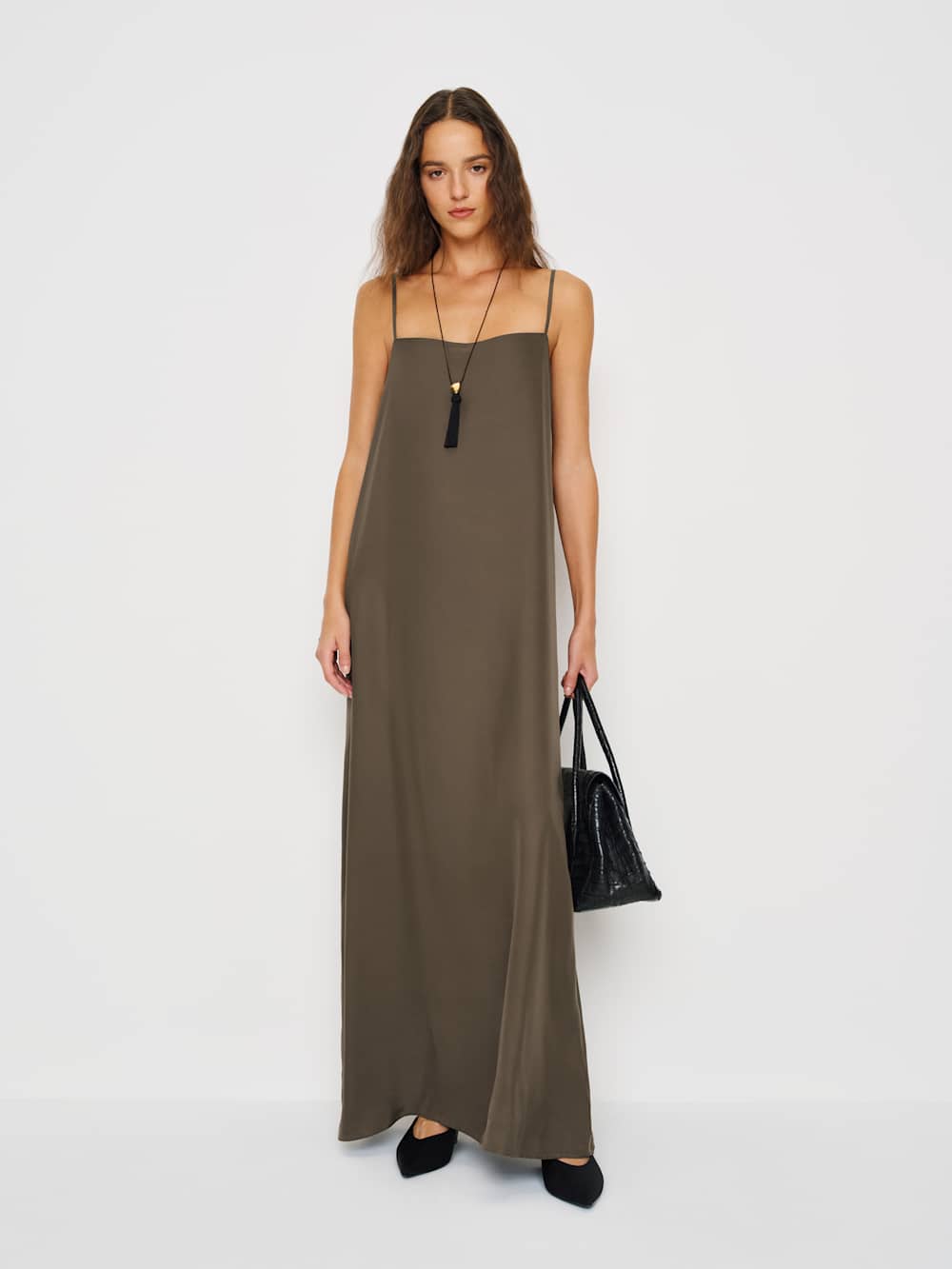 Reformation Glenna Silk Dress - Morel