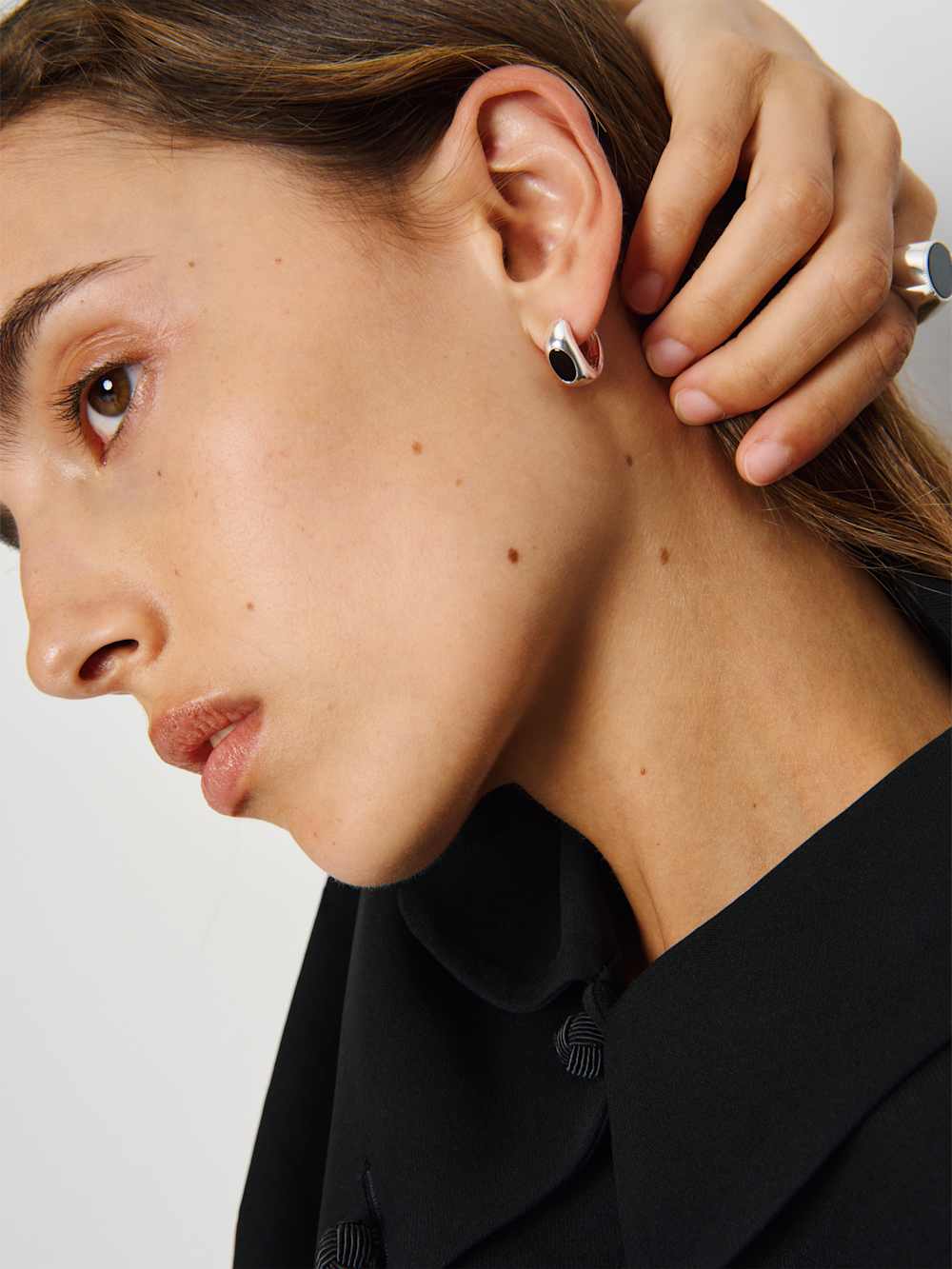 Reformation Mabel Earrings - Silver Onyx