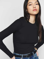 Reformation Davy Long Sleeve Crewneck Tee - Black