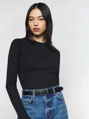 Reformation Davy Long Sleeve Crewneck Tee - Black