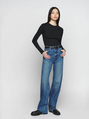 Reformation Davy Long Sleeve Crewneck Tee - Black