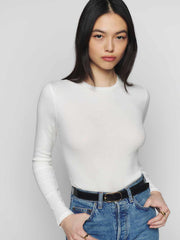 Reformation Davy Long Sleeve Crewneck Tee - Ivory