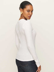Reformation Davy Long Sleeve Crewneck Tee - White