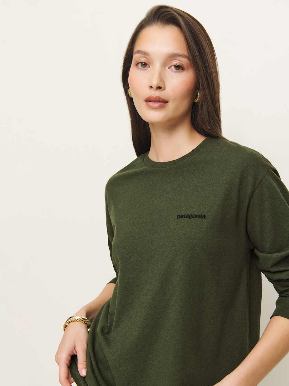 Reformation Patagonia M's L/s P-6 Logo Responsibili-tee - Torrey Pine Green