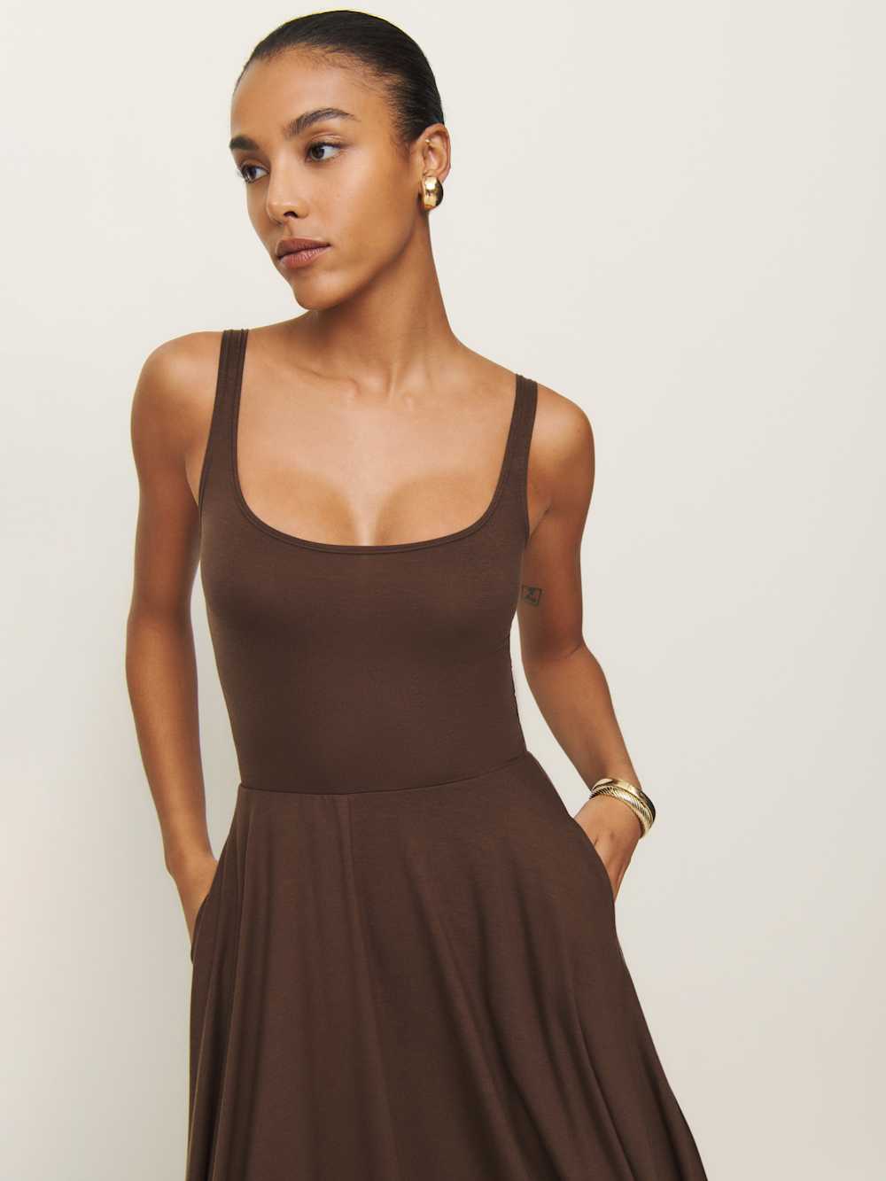 Reformation Rou Knit Dress - Cafe