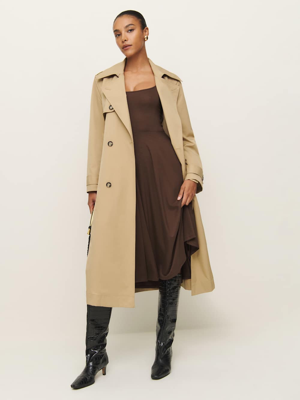 Reformation Rou Knit Dress - Cafe