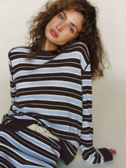 Reformation Cashmere Boyfriend Sweater - Ice Water Multi Stripe