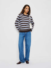 Reformation Cashmere Boyfriend Sweater - Ice Water Multi Stripe