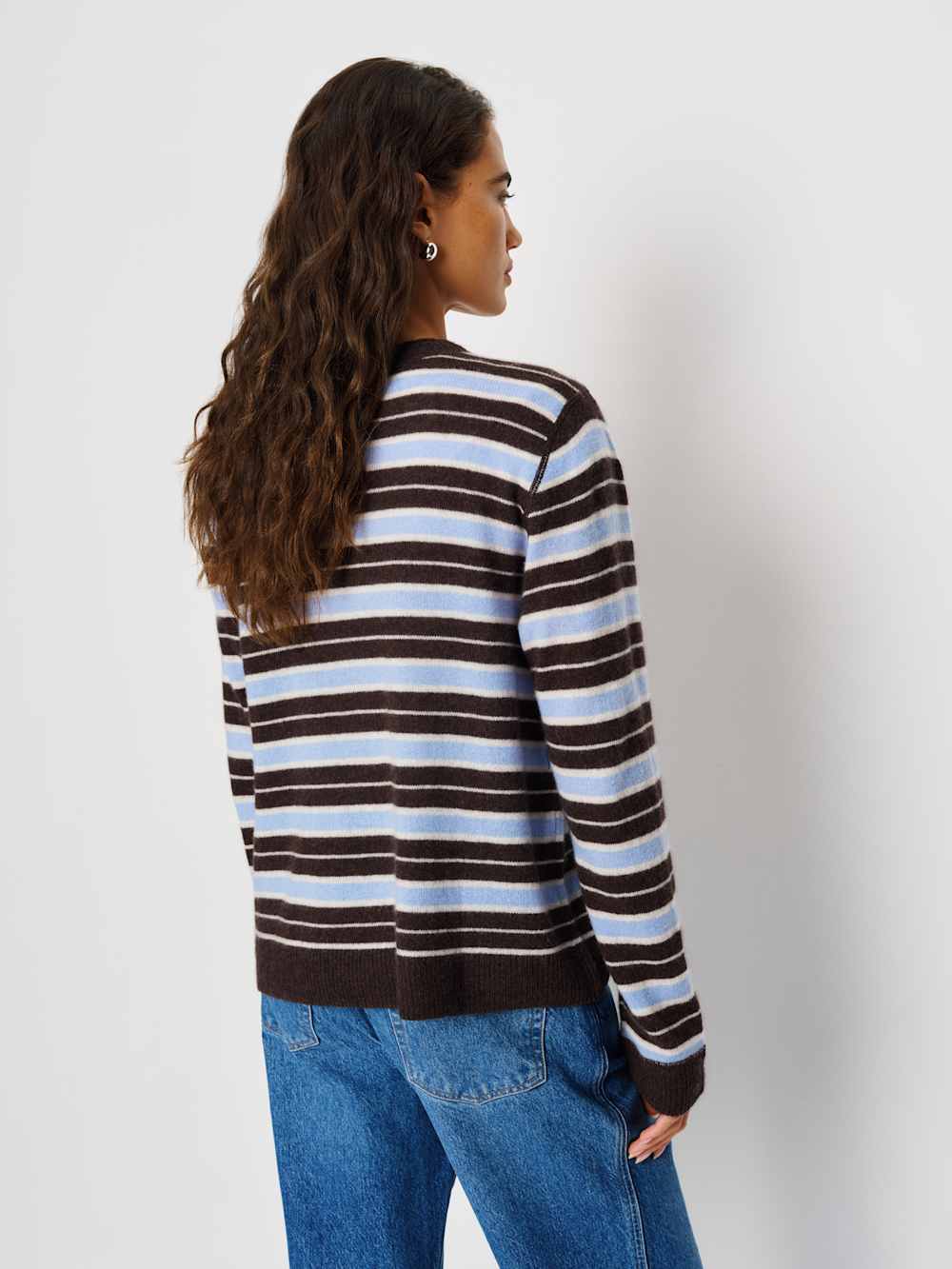 Reformation Cashmere Boyfriend Sweater - Ice Water Multi Stripe