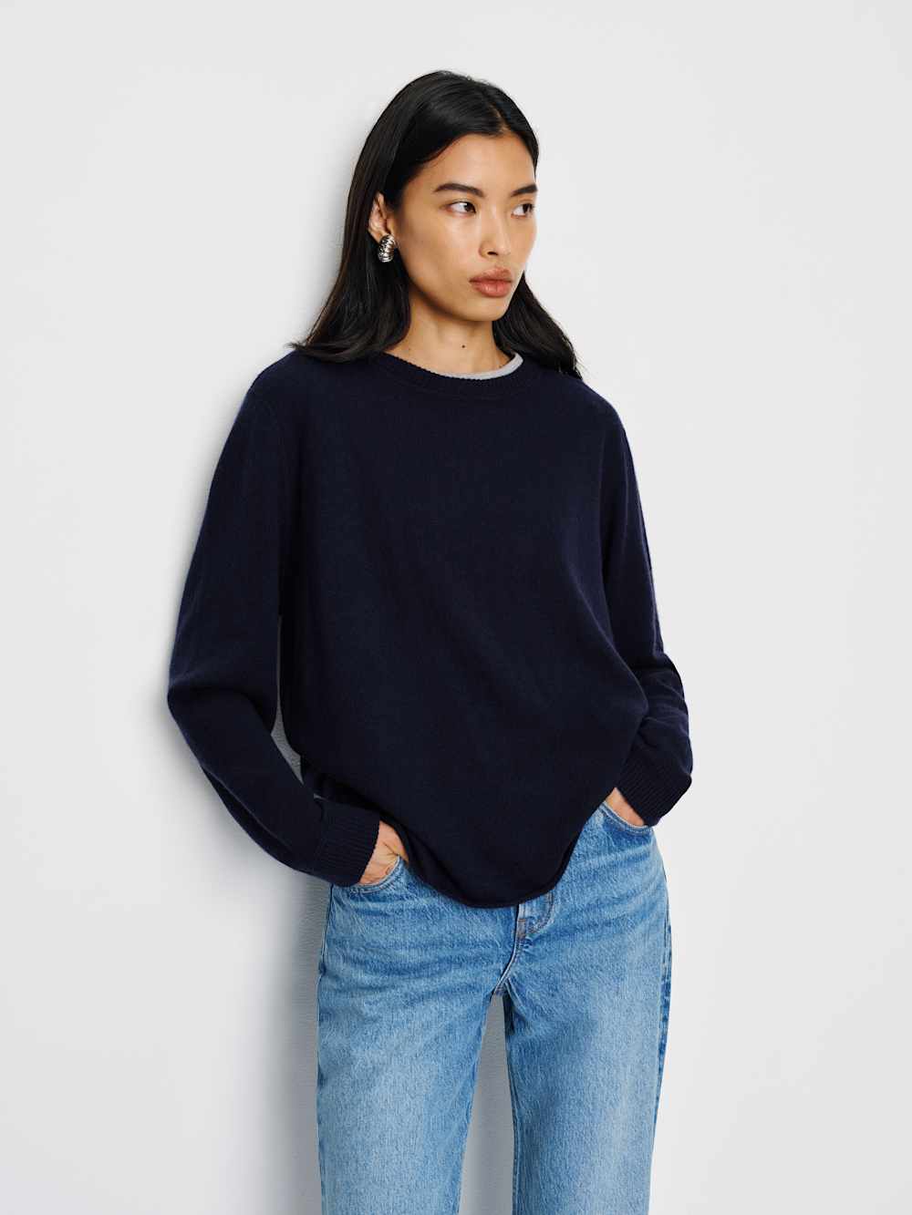 Reformation Cashmere Boyfriend Sweater - Navy