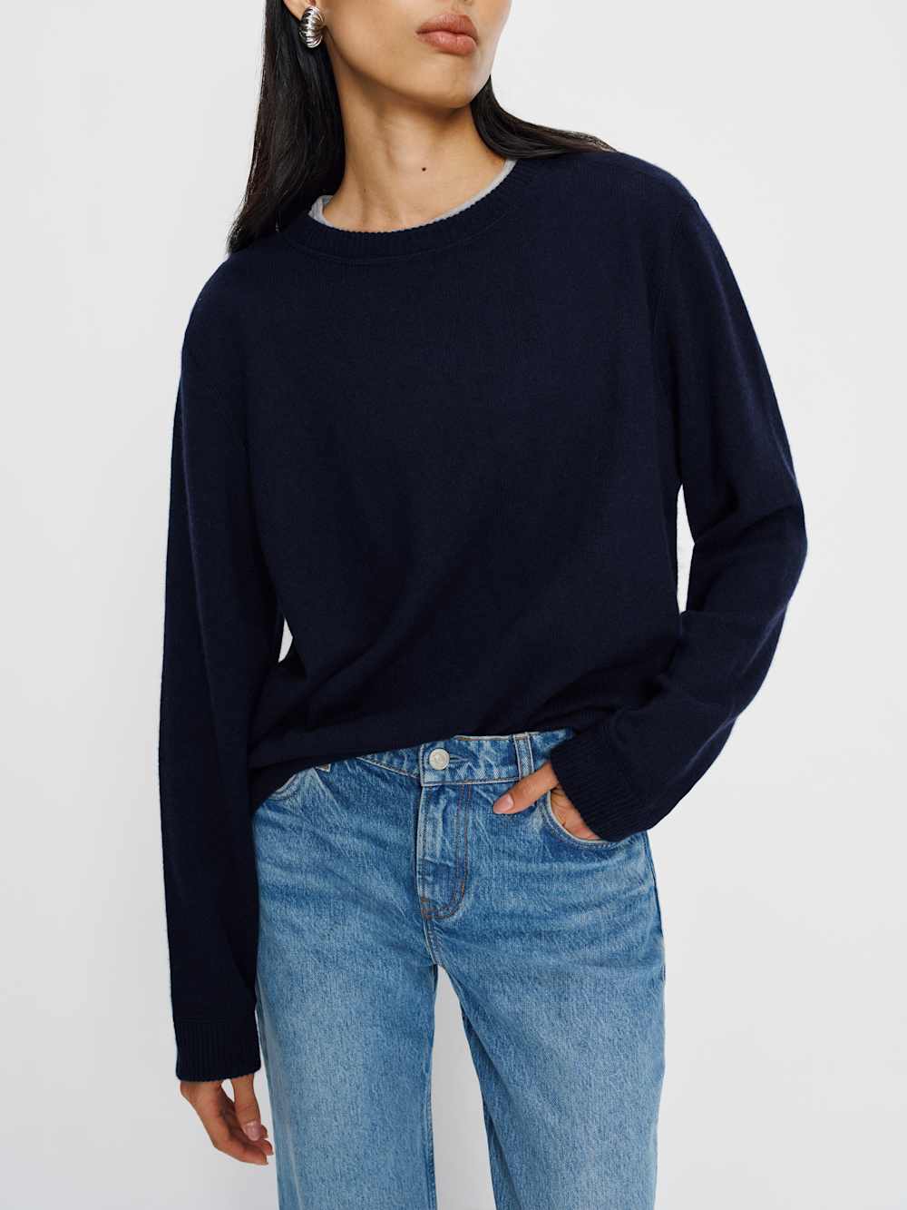 Reformation Cashmere Boyfriend Sweater - Navy